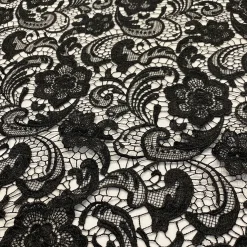 English Lace (w/ Poly Lining) Table Napkin in Black