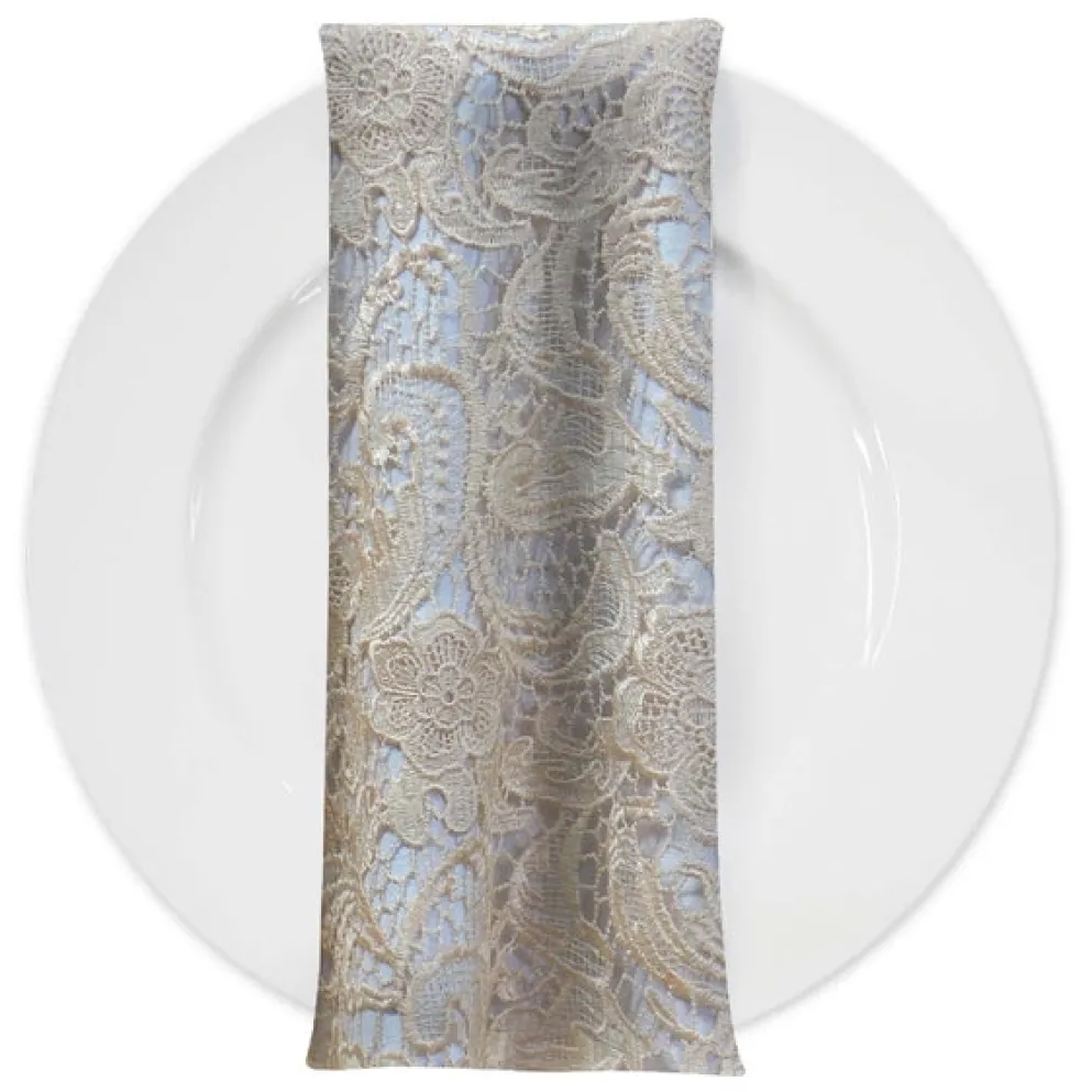 English Lace (w/ Poly Lining) Table Napkin in Champagne