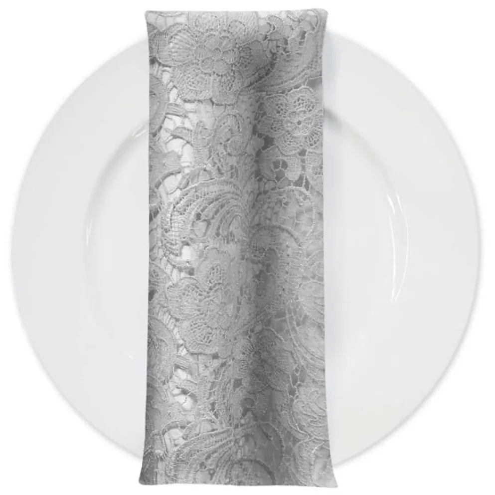 English Lace (w/ Poly Lining) Table Napkin in Silver