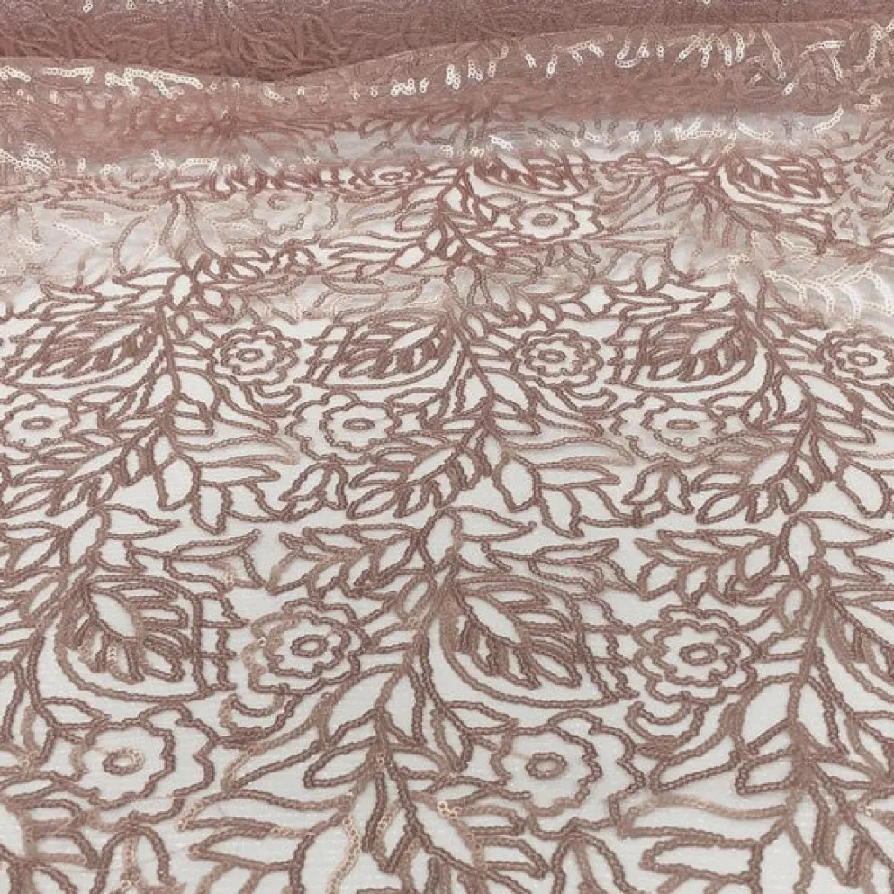 Fiori Leaf Sequins Table Runner in Blush