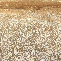 Fiori Leaf Sequins (w/ Poly Lining) Table Napkin in Gold