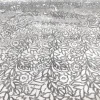 Fiori Leaf Sequins (w/ Poly Lining) Table Napkin Silver