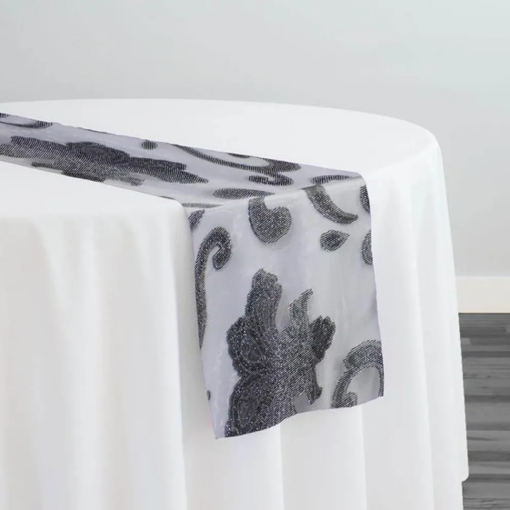 Fleur De Lis Table Runner in Charcoal