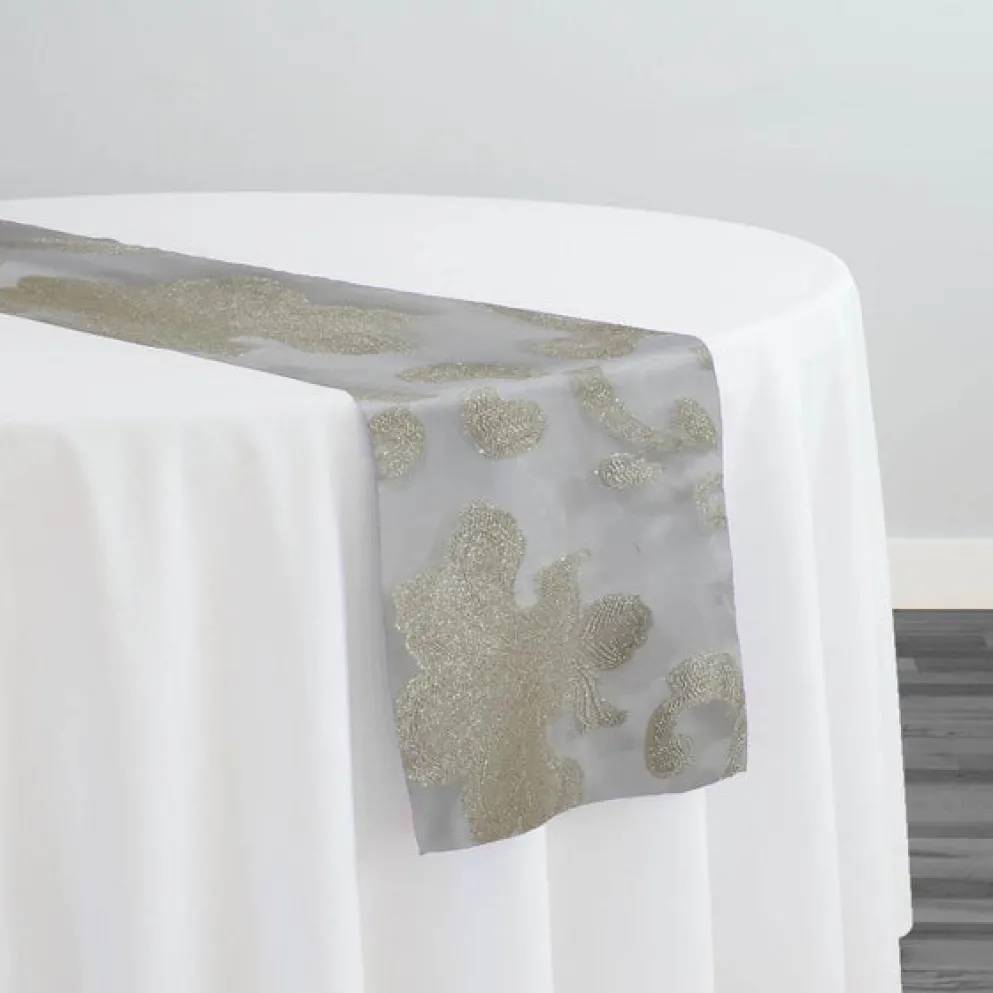 Fleur De Lis Table Runner in Ivory