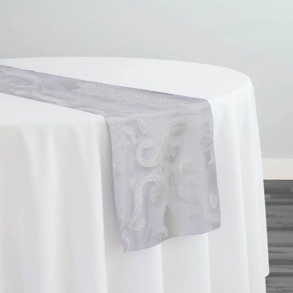 Fleur De Lis Table Runner in White
