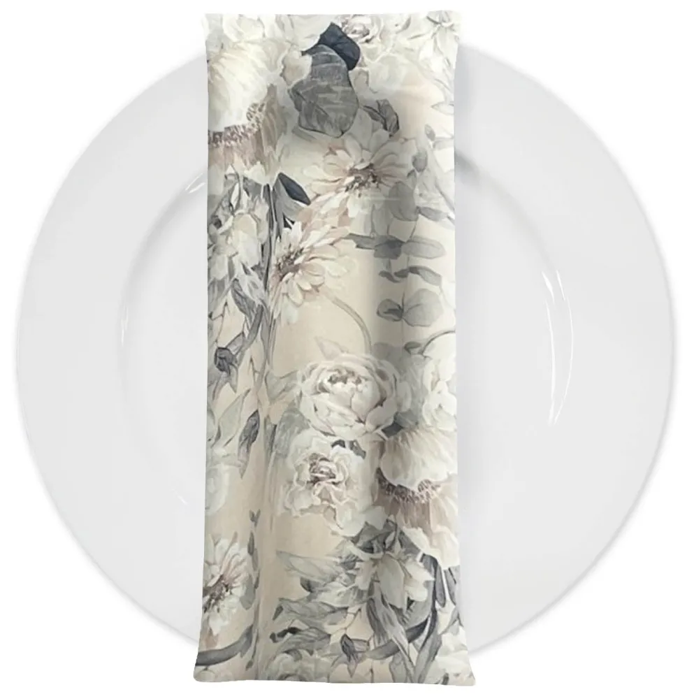 Floral Dusk (Poly Print) Table Napkin in Ivory