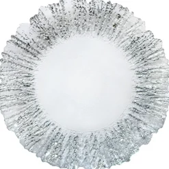 Floral - Glass Charger Plate in Silver (Item # 0238)