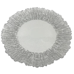Floral - Glass Charger Plate in Silver (Item # 0238)