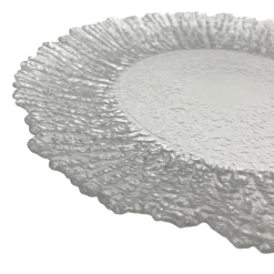 Floral - Glass Charger Plate in Silver (Item # 0238)