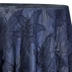 Floral Reef Jacquard Table Linen in Navy