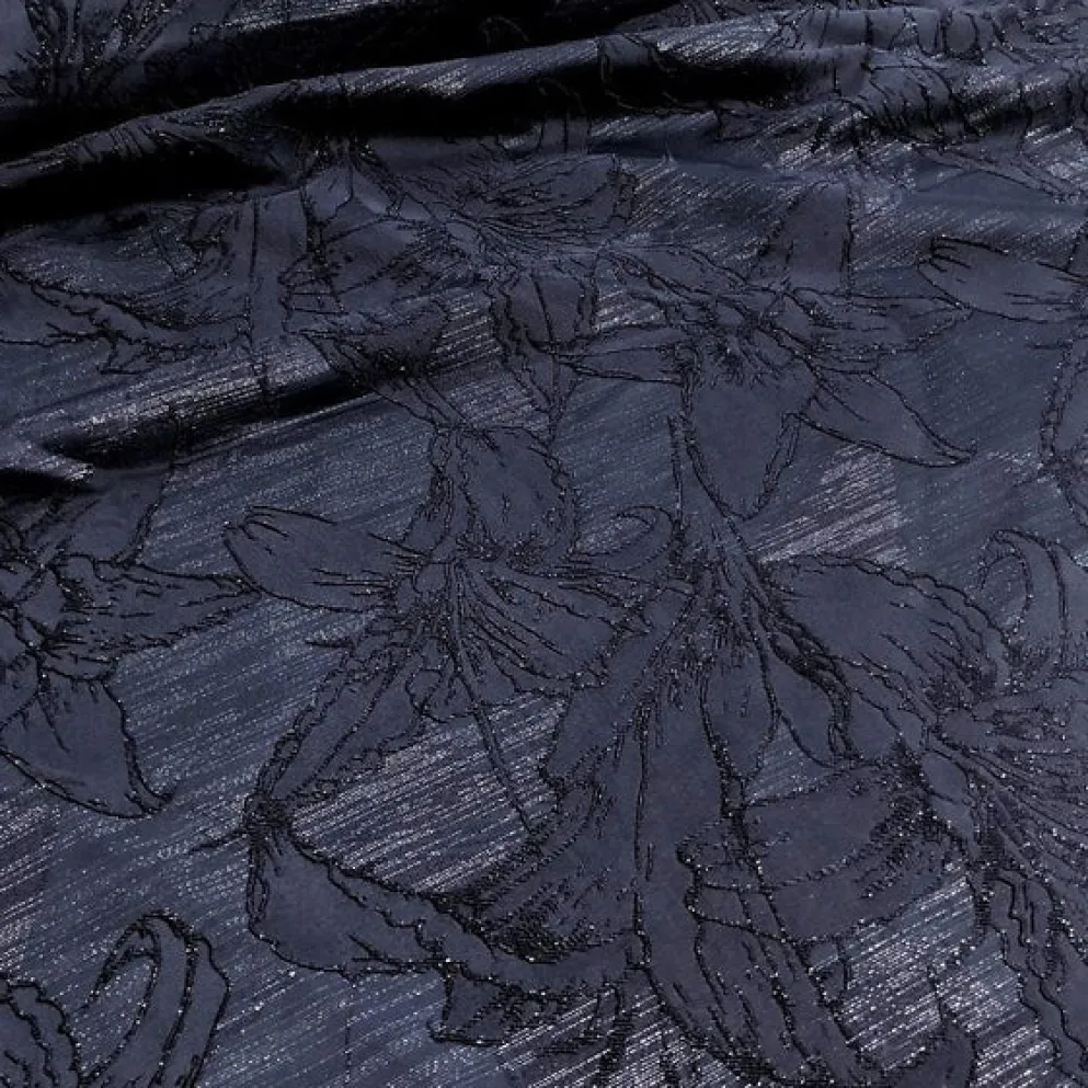 Floral Reef Jacquard Table Linen in Navy