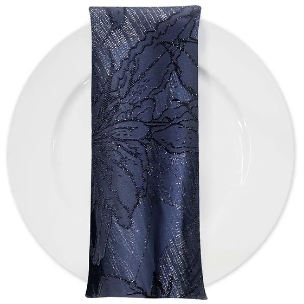 Floral Reef Jacquard Table Napkin in Navy