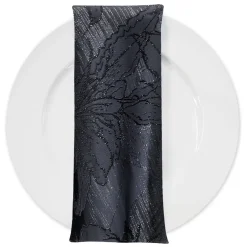 Floral Reef Jacquard Table Napkin in Black