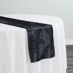 Floral Reef Jacquard Table Runner in Black