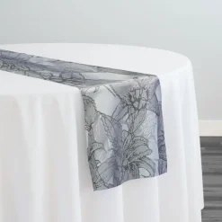 Floral Reef Jacquard Table Runner in Silver