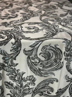 Florence Jacquard Table Linen in Black and Grey