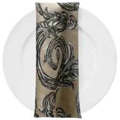 Florence Jacquard Table Napkin in Black and Grey