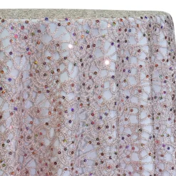 Flower Chain Lace Table Linen in Pink and Silver