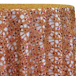 Flower Chain Lace Table Linen in Red and Gold
