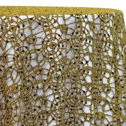 Flower Chain Lace Table Linen in Brown and Gold