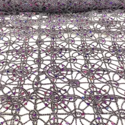 Flower Chain Lace Table Runner in Purple and Silver