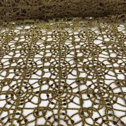 Flower Chain Lace Table Runner in Brown and Gold