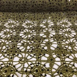 Flower Chain Lace (w/ Poly Lining) Table Napkin in Black and Gold