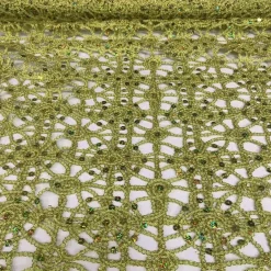 Flower Chain Lace (w/ Poly Lining) Table Napkin in Lime and Gold
