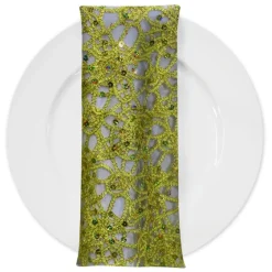 Flower Chain Lace (w/ Poly Lining) Table Napkin in Lime and Gold