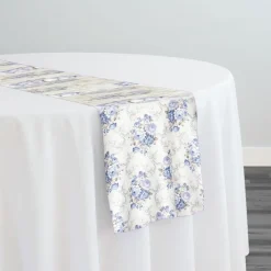 French Floral Table Runner in Blue