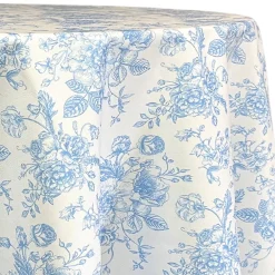 French Toile (Poly Print) Table Linen in Lt Blue