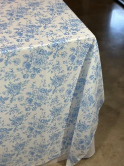 French Toile (Poly Print) Table Linen in Lt Blue