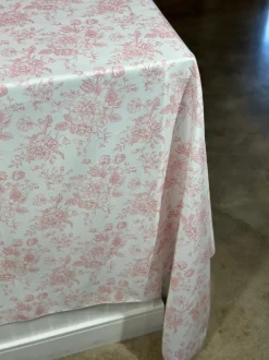 French Toile (Poly Print) Table Linen in Dusty Rose