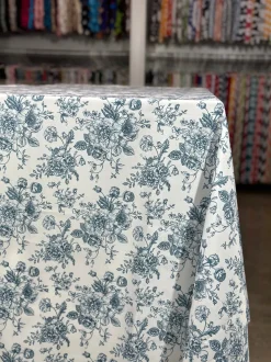 French Toile (Poly Print) Table Linen in Copen Perry