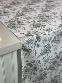 French Toile (Poly Print) Table Linen in Grey