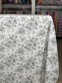 French Toile (Poly Print) Table Linen in Grey
