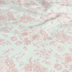 French Toile (Poly Print) Table Runner in Dusty Rose