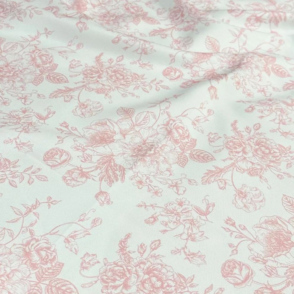 French Toile (Poly Print) Table Runner in Dusty Rose