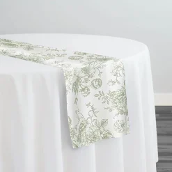 French Toile (Poly Print) Table Runner in Sage
