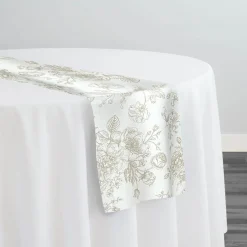 French Toile (Poly Print) Table Runner in Taupe