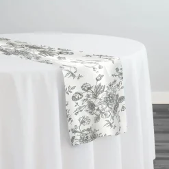 French Toile (Poly Print) Table Runner in Grey