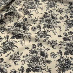 French Toile (Poly Print) Table Runner in Black / Taupe