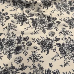 French Toile (Poly Print) Table Runner in Black / Taupe