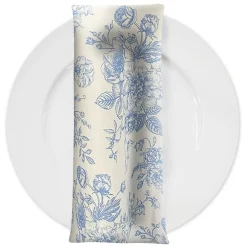 French Toile (Poly Print) Table Napkin in Lt Blue