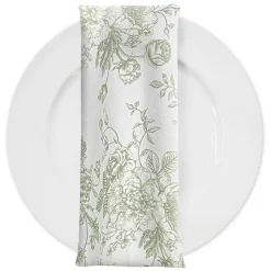French Toile (Poly Print) Table Napkin in Sage