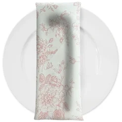 French Toile (Poly Print) Table Napkin in Dusty Rose