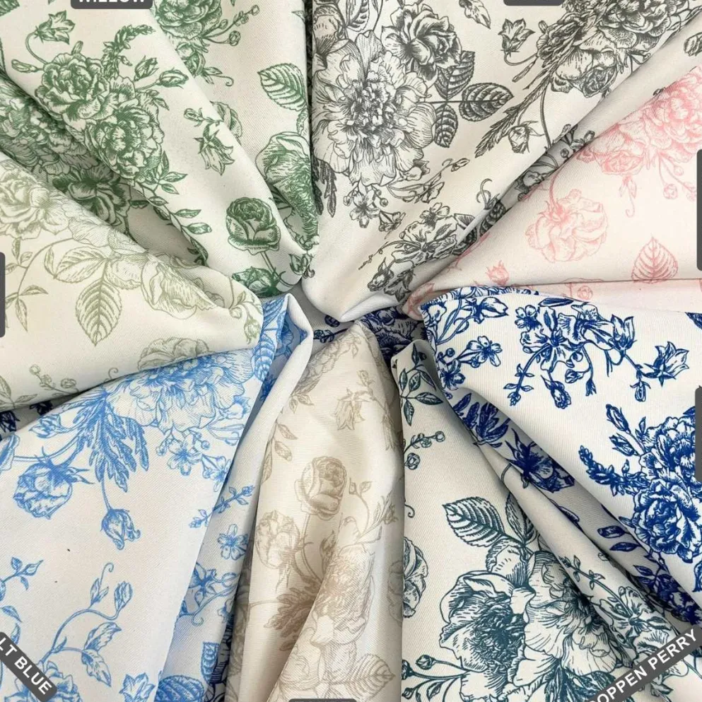 French Toile (Poly Print) Table Napkin in Taupe