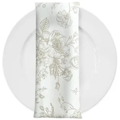 French Toile (Poly Print) Table Napkin in Taupe