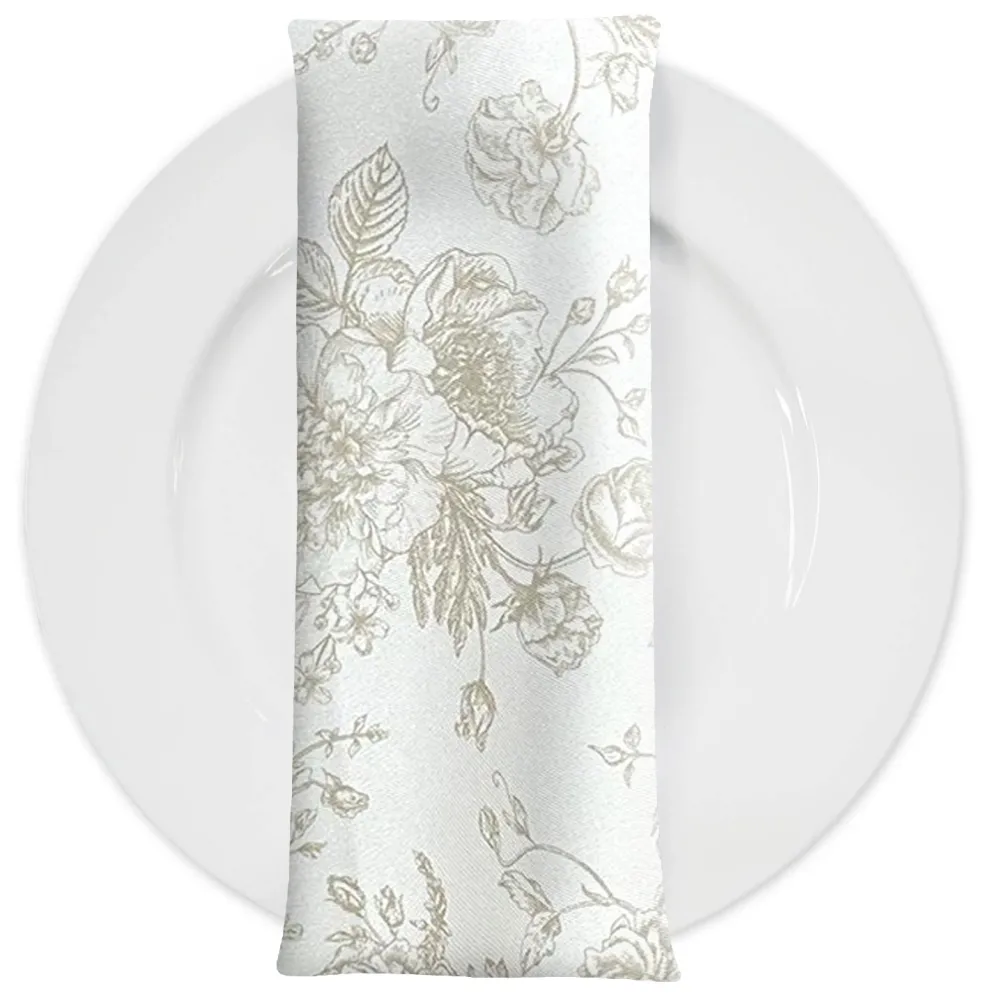 French Toile (Poly Print) Table Napkin in Taupe