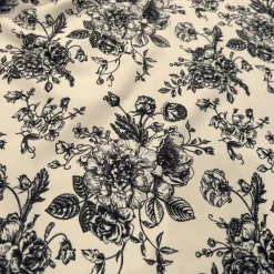 French Toile (Poly Print) Table Napkin in Black / Taupe
